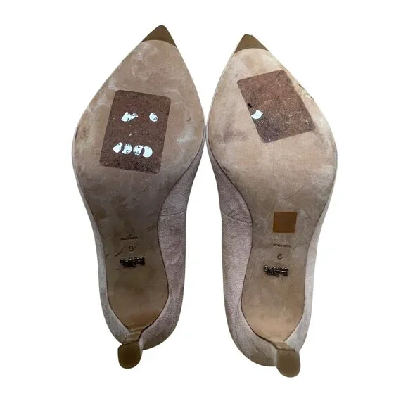 Coach Women’s Light Pink Suede Gold Eyelets Pointed Toe Stiletto Pumps Size 9B
